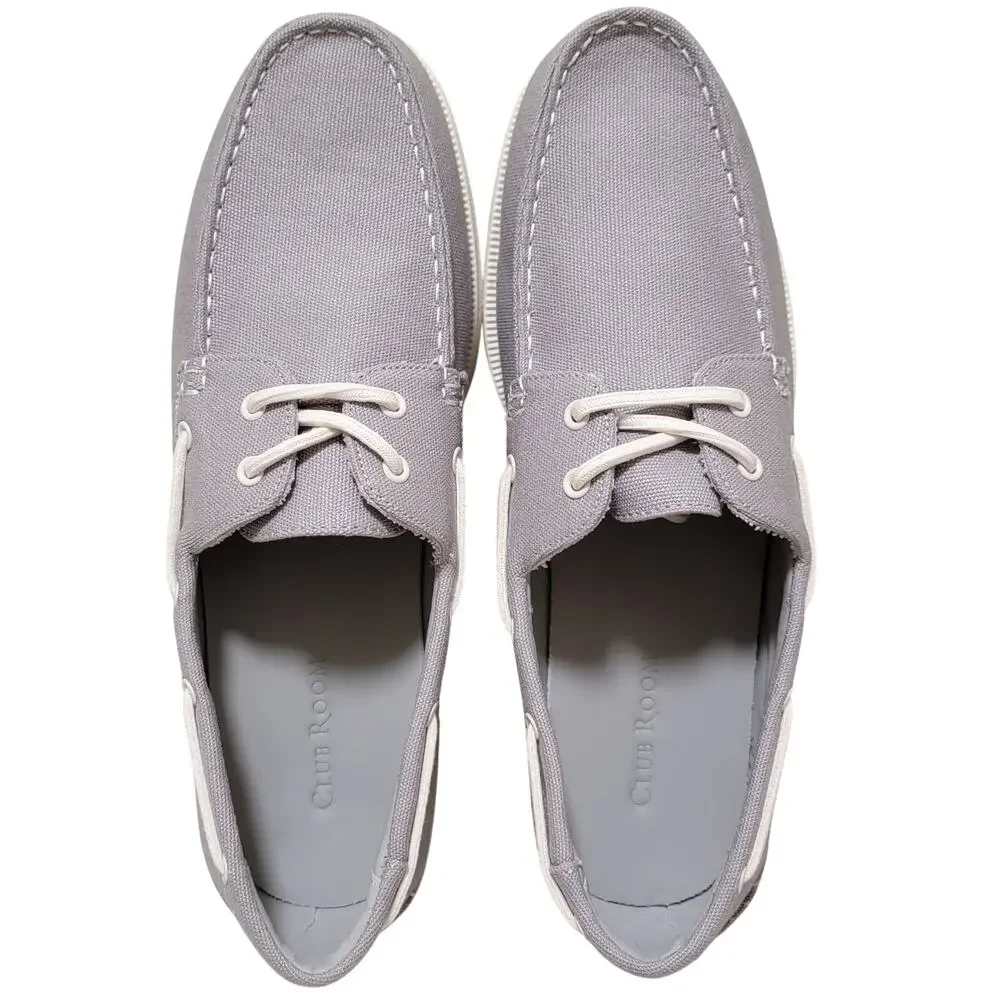 Club Room Men Elliot Canvas 2-Eye Casual Boat Shoes Size US 12M Grey